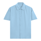 Basic Oversized Short Sleeve Shirt Baby Blue Front