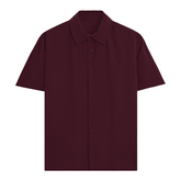 Basic Oversized Short Sleeve Shirt Maroon Front