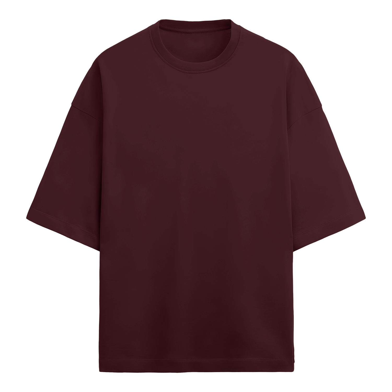 Basic Chopped Oversized Tee Maroon Front
