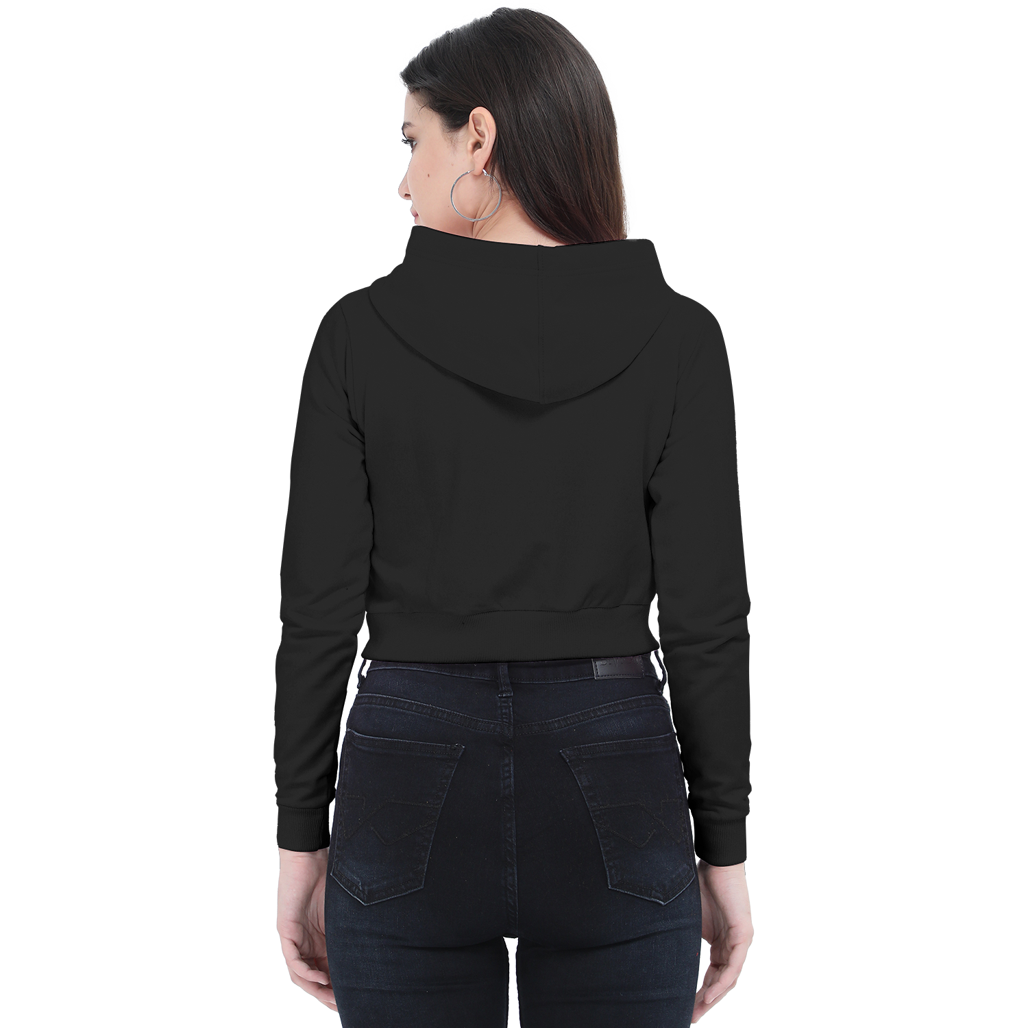 Basic Classic Cropped Hoodie Black Back