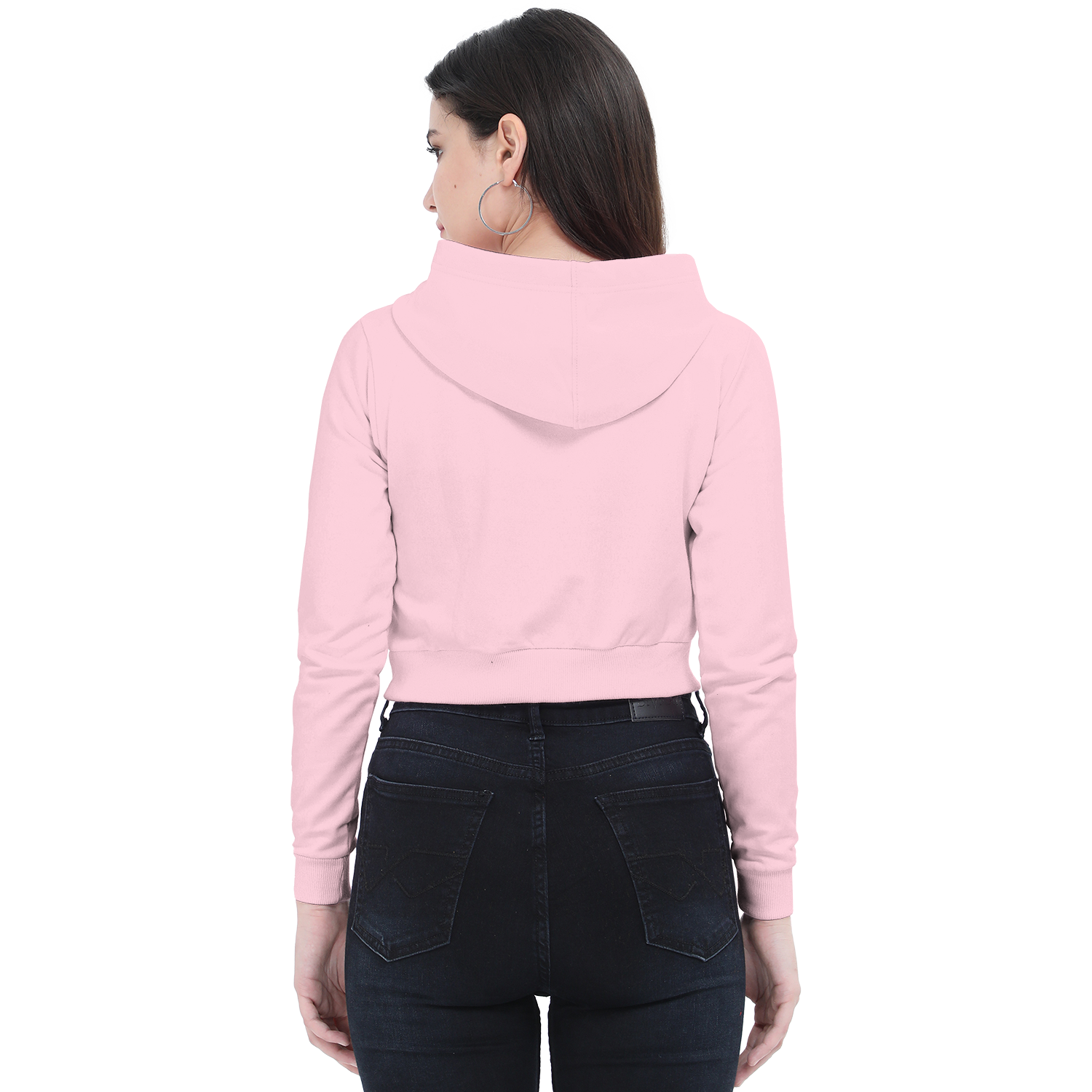 Basic Classic Cropped Hoodie Light Pink Back