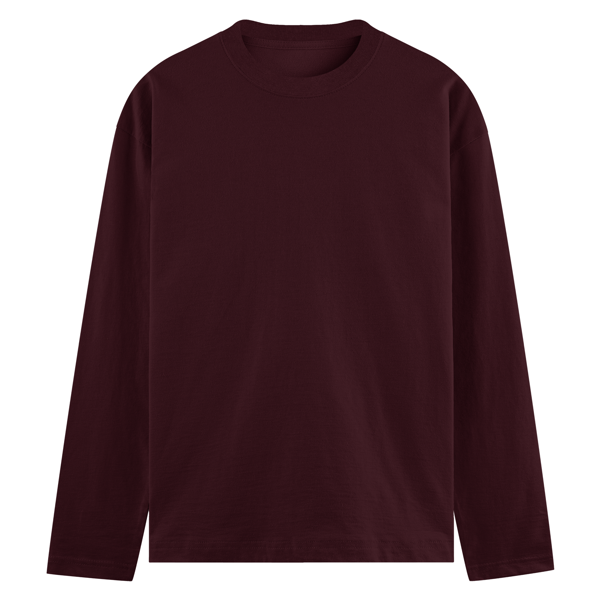 Basic Common Long Sleeve Tee Maroon Front