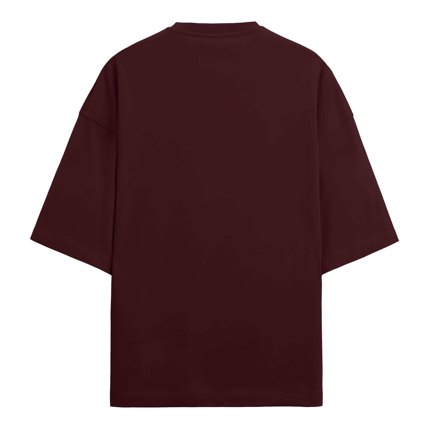 Basic Essential Chopped Oversized Tee Maroon Backside