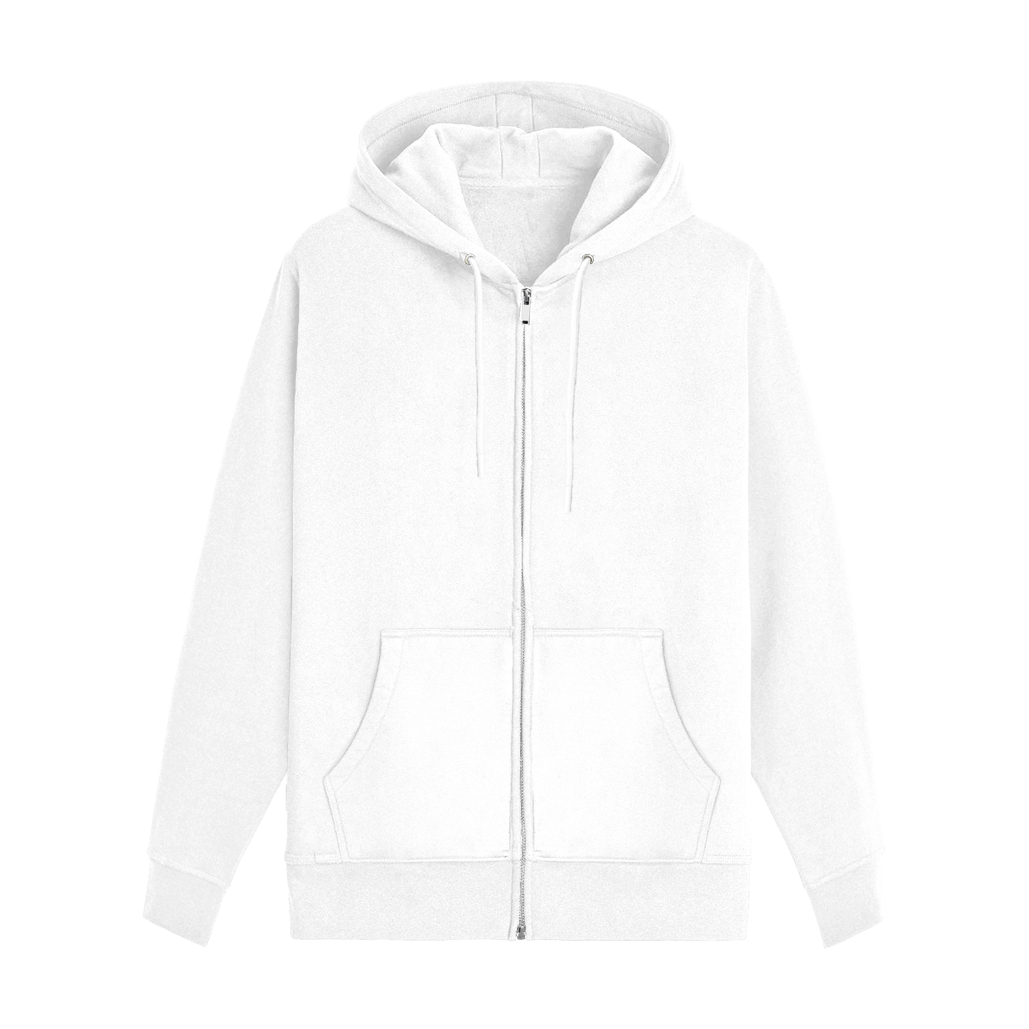 Basic Full Zip Hoodie White Front