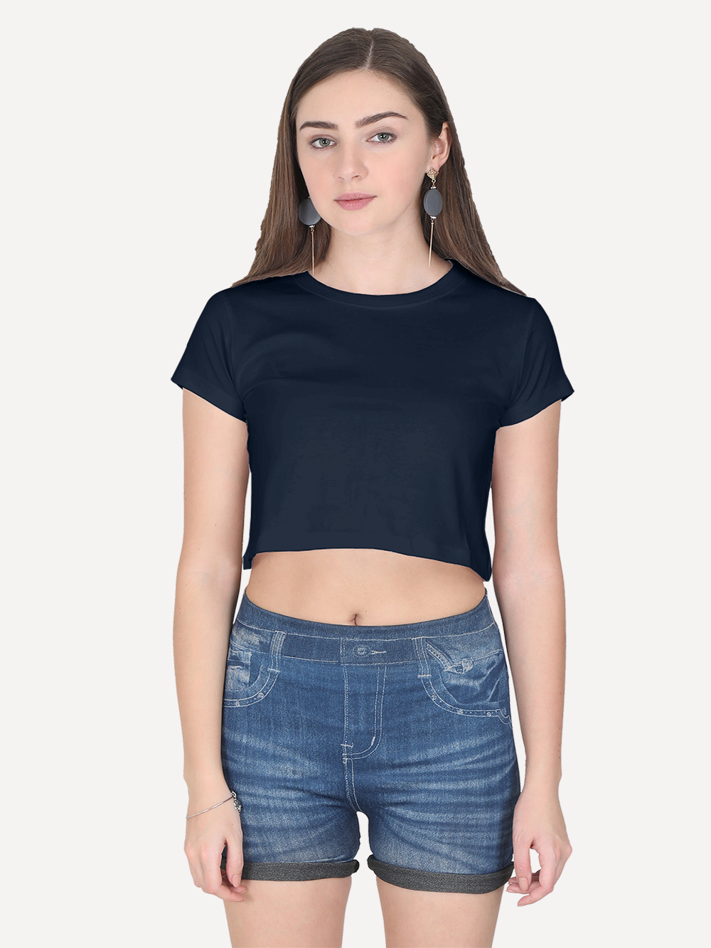 Basic Lizzie Tee Navy Front