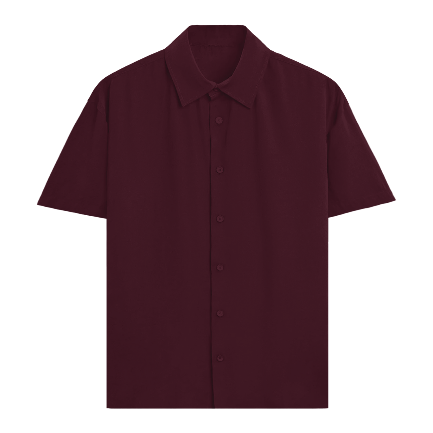 Basic Oversized Short Sleeve Shirt Maroon Front