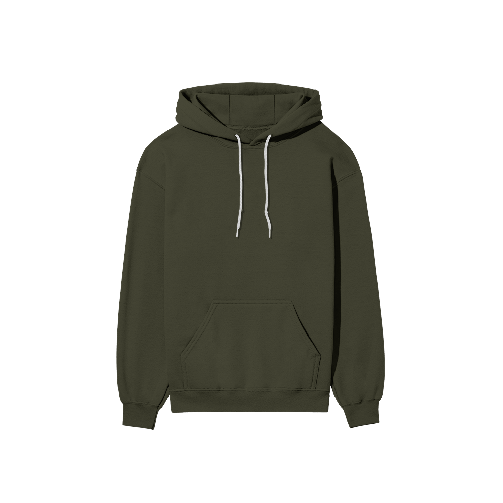 Basic Regular Hoodie Olive Green Front