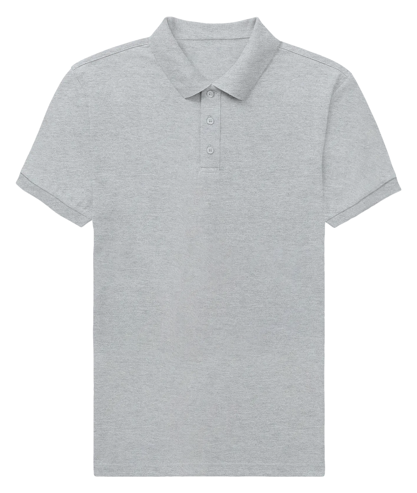 Basic Regular Polo Tee Grey Melange Front